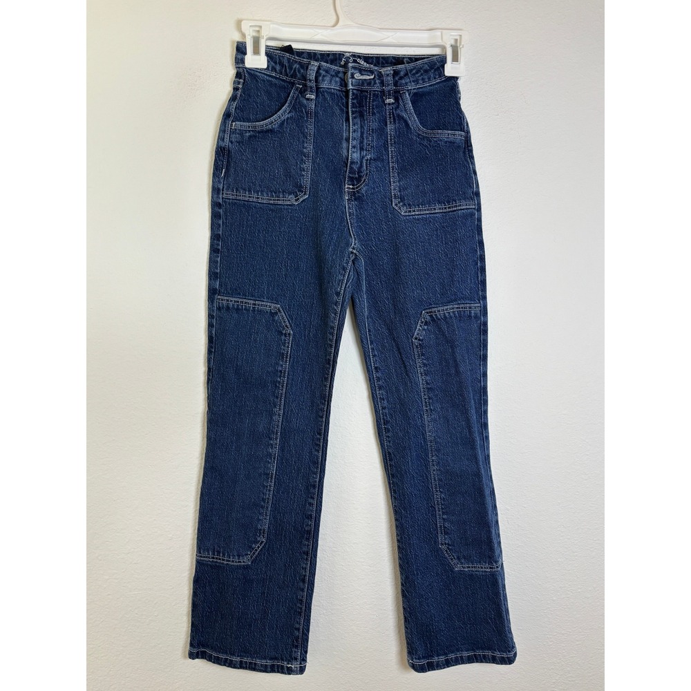 Art Class Girls Carpenter Jeans Dark Wash Straight Leg Knee Patch Denim 10